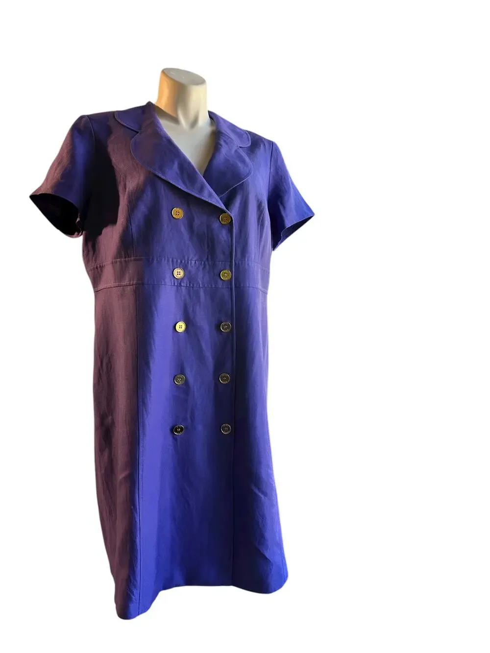 Alex Marie Purple Linen Button-Front Dress Size 18W - Short Sleeve Collared Plus